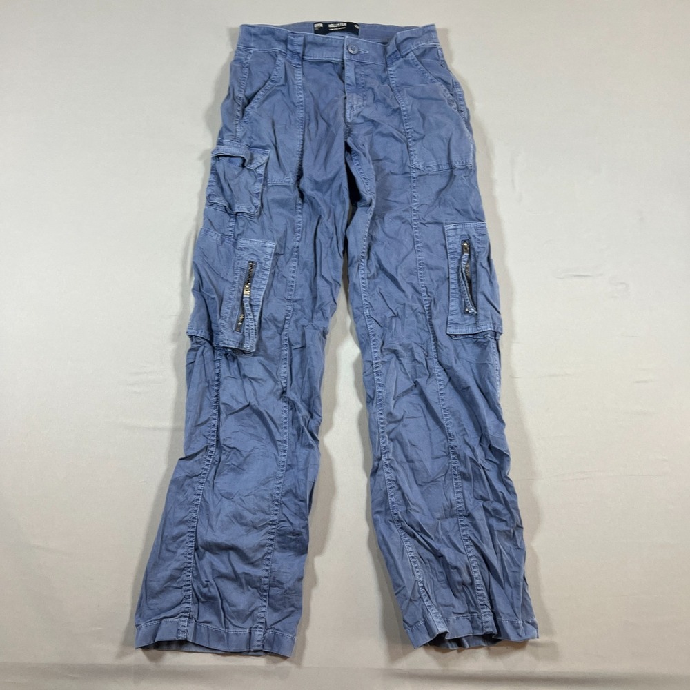 Hollister Baggy Cargo Pants Womens 000 Blue Low Rise Straight Leg Utility Hiking